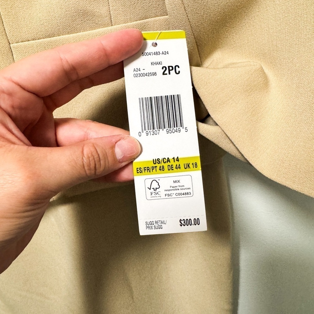 NWT Le Suit Sheath Dress | Open Front Jacket | 2 Piece Set | Size 14 plus | Tan - Picture 11 of 16